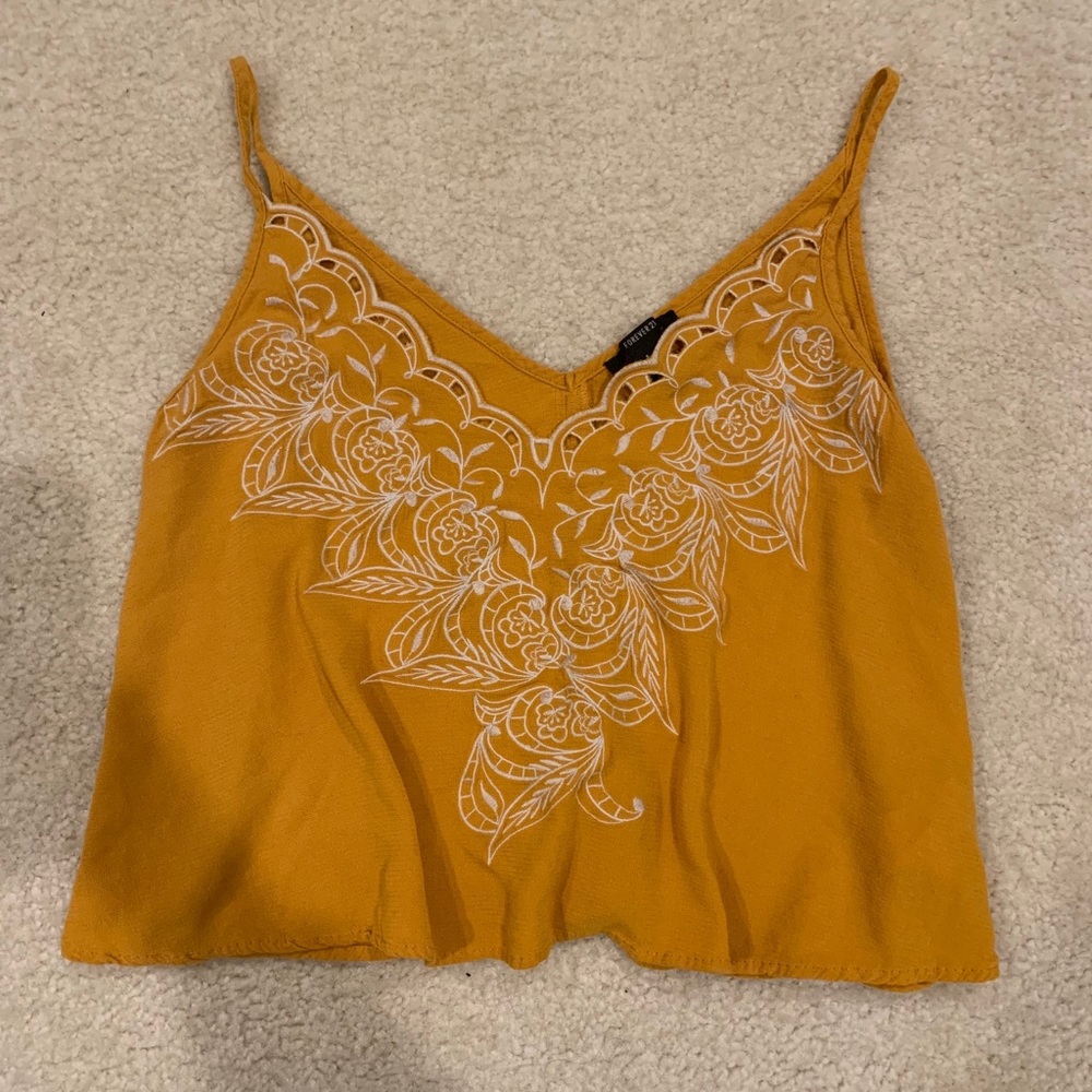 Yellow forever 21 crop top